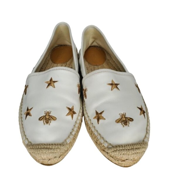Gucci Bee & Star Embroidered Leather Espadrille Flats - Picture 3 of 8